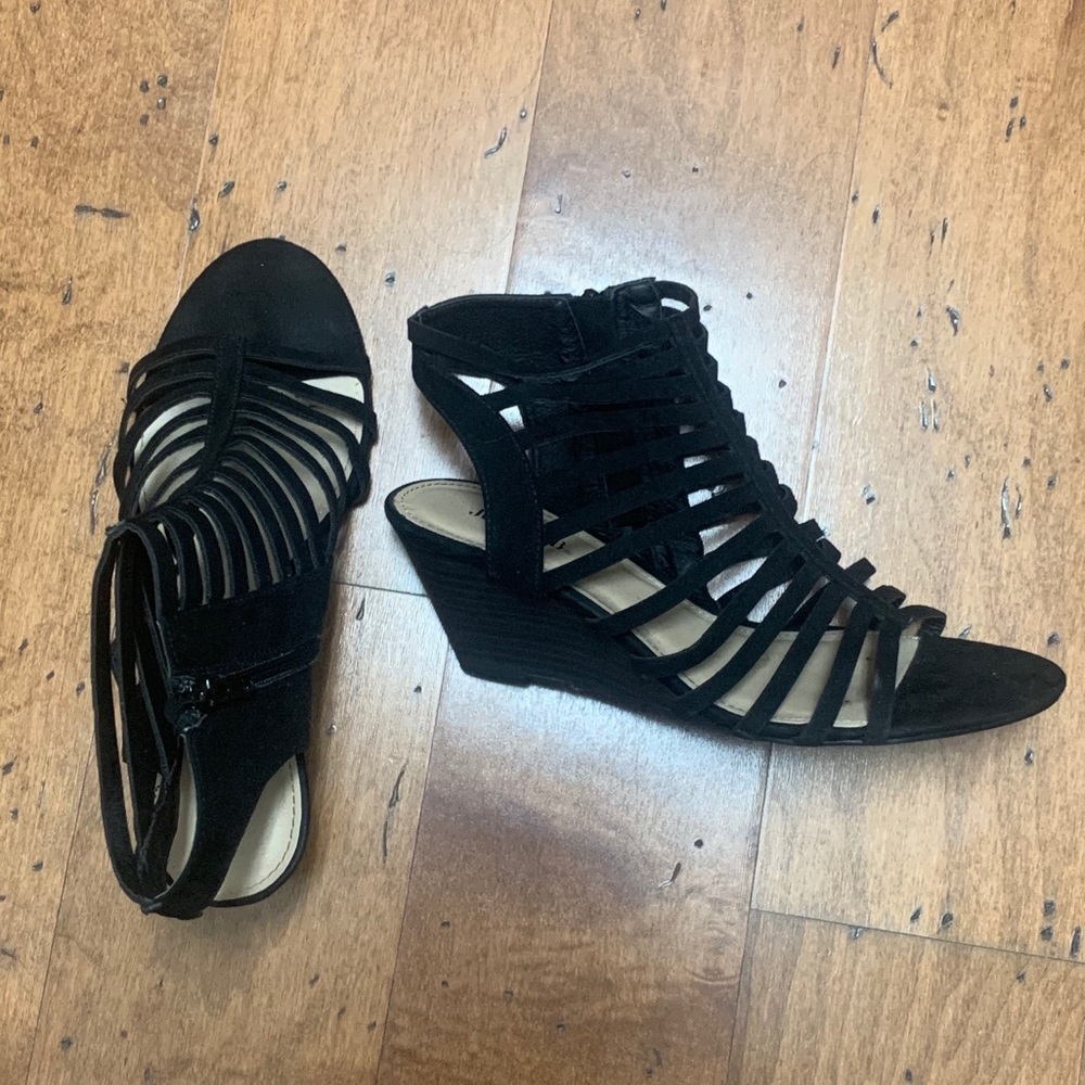 Just fab strapped wedges
